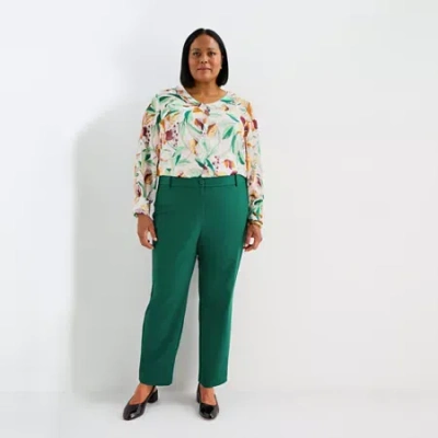 Liz Claiborne Womens Plus Slim Pant In Green
