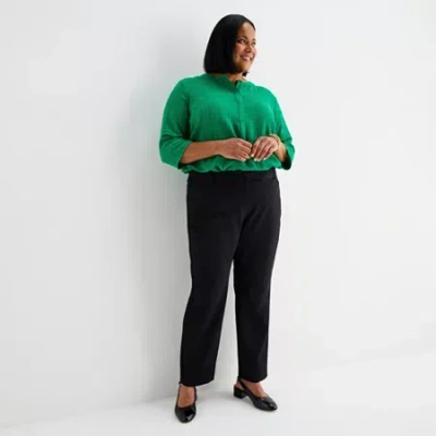 Liz Claiborne Womens Plus Slim Pant In Black