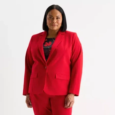 Liz Claiborne Kate Womens Plus Stretch Fabric Classic Fit Blazer In Red