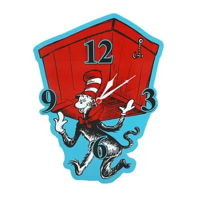 Dr. Seuss Analog Mdf Wall-hanging Cat In The Hat House Shaped Wall Clock In Blue