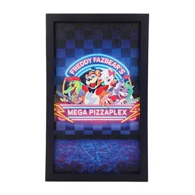 Five Nights At Freddy's Mega Pizzaplex Black Wooden Wall Frame In Blue