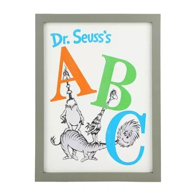 Dr. Seuss Abc Framed Book Cover Replica Gray Wooden Wall Frame In White