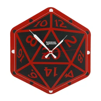 Dungeons & Dragons Analog Mdf Wall-hanging D20 Dice Wall Clock In Black