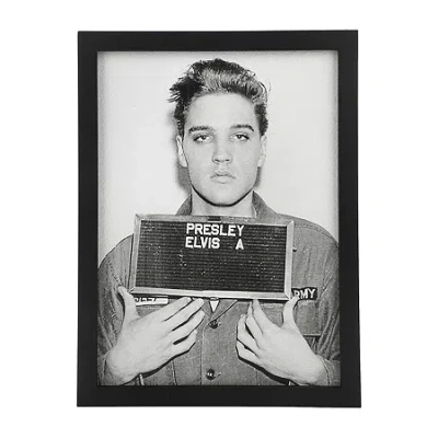 Elvis Presley Mugshot Black Wooden Framed Print In Gray
