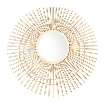 Safavieh Marlit Wall Mount Round Wall Mirror In Yellow