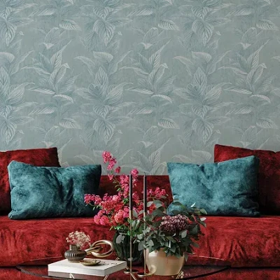 Tempaper Pastel Palm Peel & Stick Wallpaper In Blue