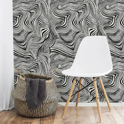 Tempaper Zebra Marble Peel & Stick Wallpaper In Black