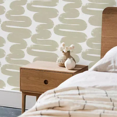 Tempaper Wiggle Room Peel & Stick Wallpaper In Sand