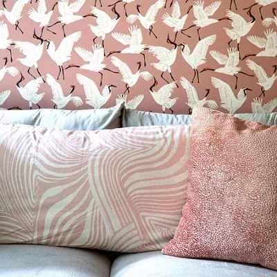 Tempaper Family Of Cranes Peel & Stick Wallpaper In Pink