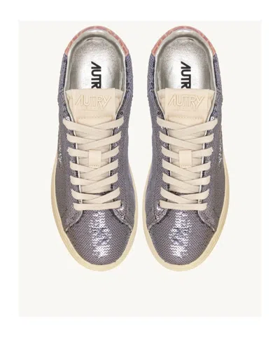 Autry Sequin Low-top Sneakers In Silver