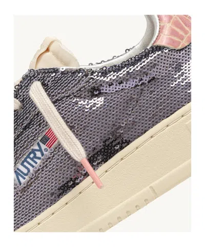 Autry Sequin Low-top Sneakers In Silver