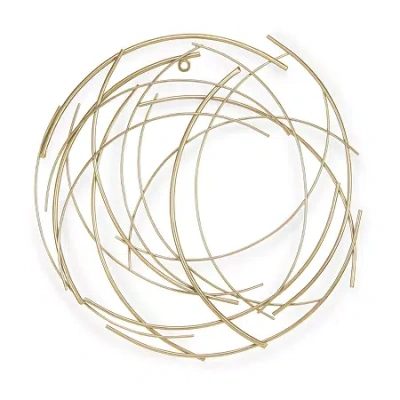 Cheungs Gold Abstract Round Metal Wall Art In Yellow