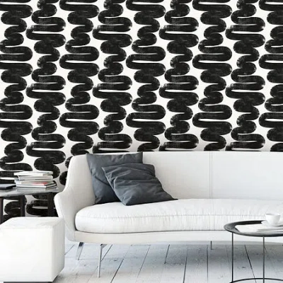 Tempaper Wiggle Room Peel & Stick Wallpaper In Black
