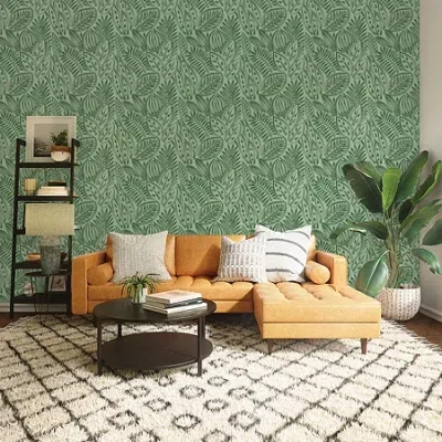 Tempaper Canvas Palm Peel & Stick Wallpaper In Green