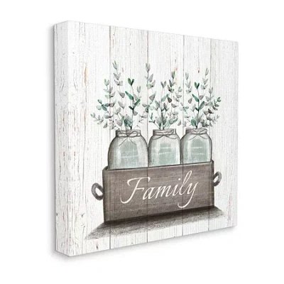 Stupell Industries Green Eucalyptus Foliage Jars Canvas Art In Brown