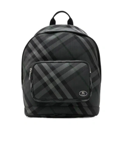 Burberry Check-pattern Knight-plaque Backpack In Gray