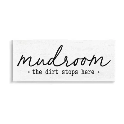 Stupell Industries Dirt Stops Here Mudroom Canvas Art In White