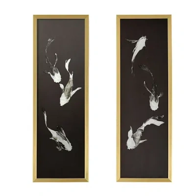 Stylecraft Koi Fish Gold Frame Printed 2-pc. Framed Wall Art Set In Black