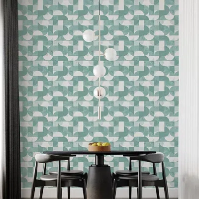 Tempaper Composed Shapes Peel & Stick Wallpaper In Green