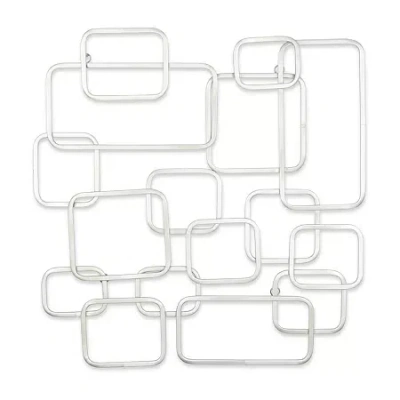 Cheungs Silver Abstract Square Metal Wall Art In Silver