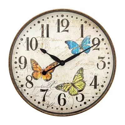 Westclox 12" Round Butterfly Wall Clock In Brown