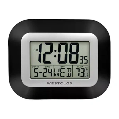 Westclox Digital Lcd Day &and Temperature Wall Clock In Black