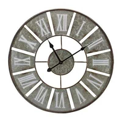Northlight 18" Galvanized Metal Roman Numeral Wall Clock In Gray