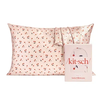 Kitsch Satin Pillowcase- Cherry Print Face Pillow Cover In Transparent