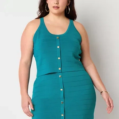 Bold Elements Plus Womens Crew Neck Sleeveless Sweater In Blue