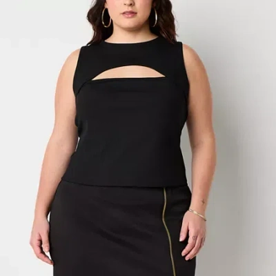 Bold Elements Womens Plus Crew Neck Sleeveless Blouse In Black