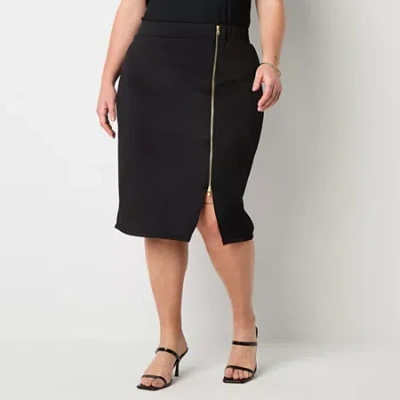 Bold Elements Womens Plus Midi Pencil Skirt In Black