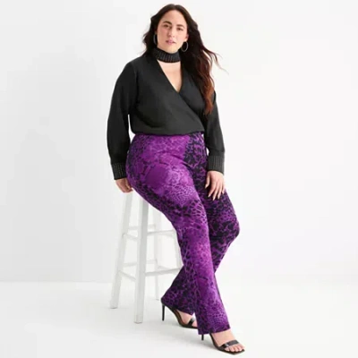 Bold Elements Womens Plus Bootcut Mid Rise Trouser In Purple