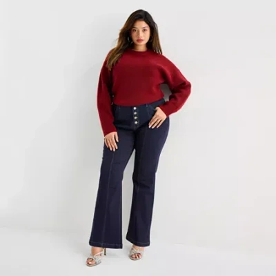 Bold Elements Womens Plus High Rise Flare Leg Jean In Blue