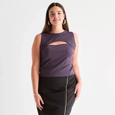 Bold Elements Womens Plus Crew Neck Sleeveless Blouse In Blue