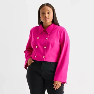 Bold Elements Womens Plus Lightweight Cropped Jacket In Pink