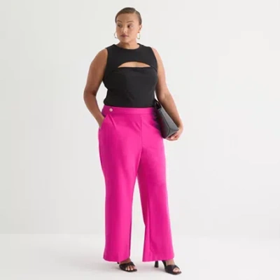 Bold Elements Womens Plus Flare Mid Rise Trouser In Pink