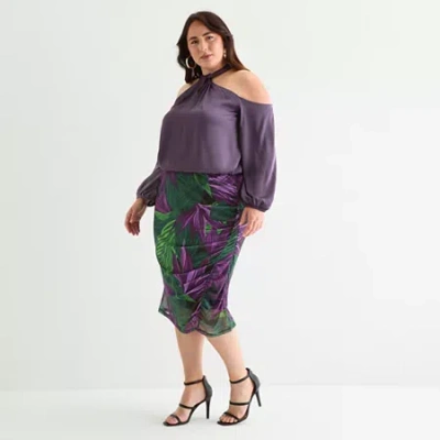 Bold Elements Womens Plus Pencil Skirt In Purple