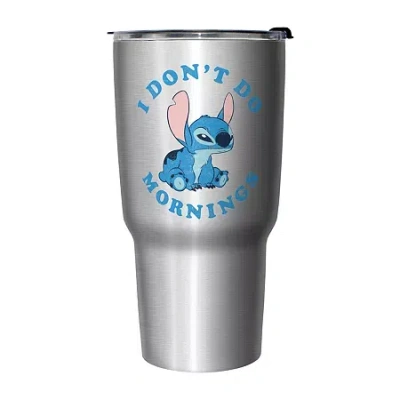 Disney Collection Stitch Mornings 27 oz Stainless Steel Travel Mug In Silver