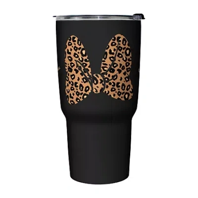 Disney Collection Mickey Animal Print Bow 27 oz Stainless Steel Travel Mug In Black