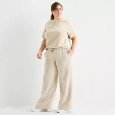 Adidas Originals Womens Plus Straight Mid Rise Fleece Sweatpant In Sand