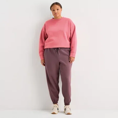 Xersion Womens Super Soft Fleece Jogger Plus In Brown