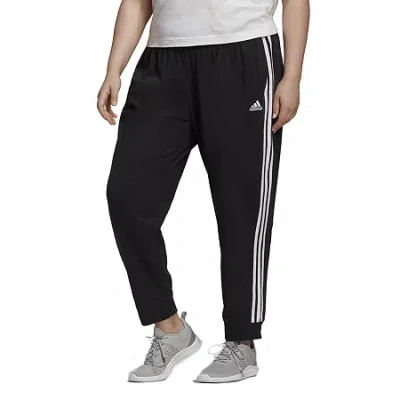 Adidas Originals Essentials 3 Stripes Cuffed Pants (plus Size) In Black