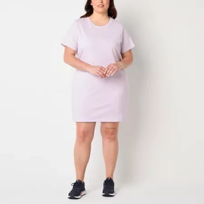 Puma Womens Plus Short Sleeve T-shirt Dress In Animal Print