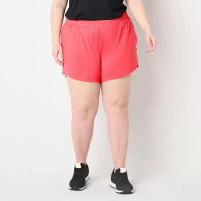 Xersion Everyday Women Plus Mid Rise Pull-on Short In Pink