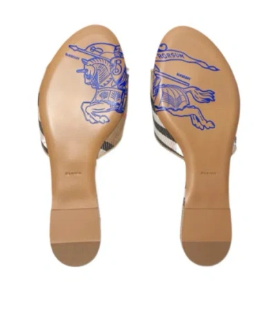 Burberry Sloane Slides Check Pattern Flat Sole Open Toe In Neutral