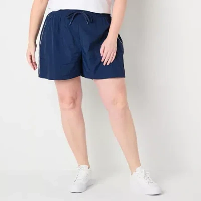 Xersion Womens Plus Woven Pull-on Short In Blue