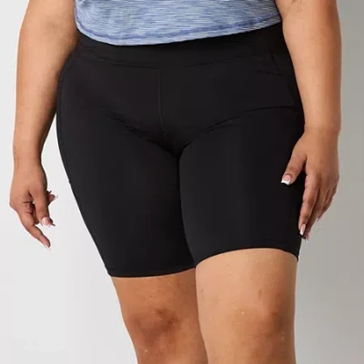 Xersion Everultra Womens 10" High Rise Plus Quick Dry Bike Short In Black