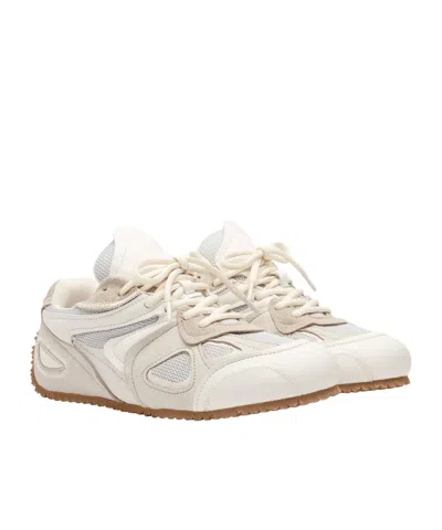 Axel Arigato Slow Runner White And Beige Sneaker With Mesh Inserts And Grooved Sole In Leather And Fabric Woman