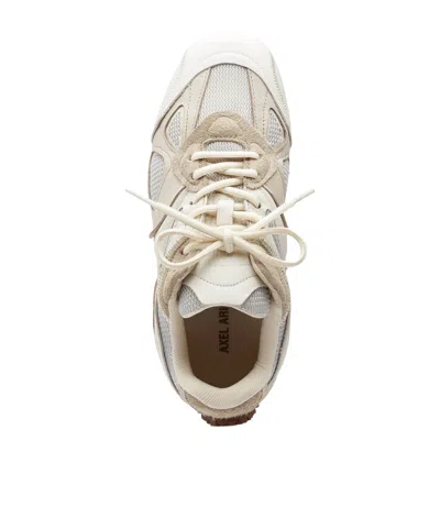 Axel Arigato Slow Runner White And Beige Sneaker With Mesh Inserts And Grooved Sole In Leather And Fabric Woman