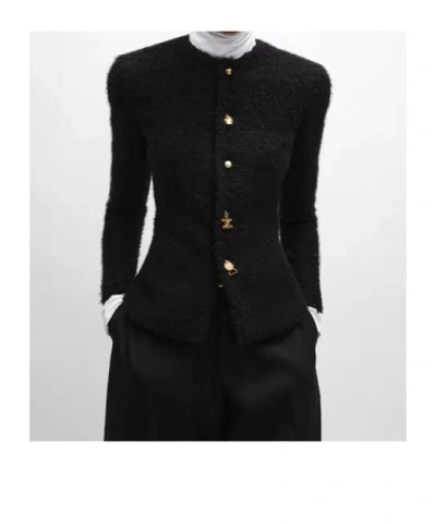 Celine Jacket In Cashmere And Wool Natté In Black